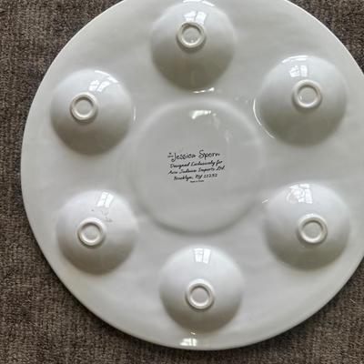 Sale Photo Thumbnail #151: Beautiful white and blues ceramic plate.
