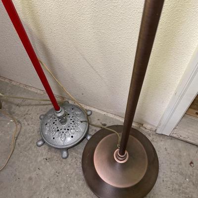 Red and bronze floor lamps