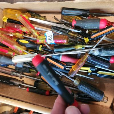 Box Lot of Screw Drivers Blackhawk Craftsman and Others