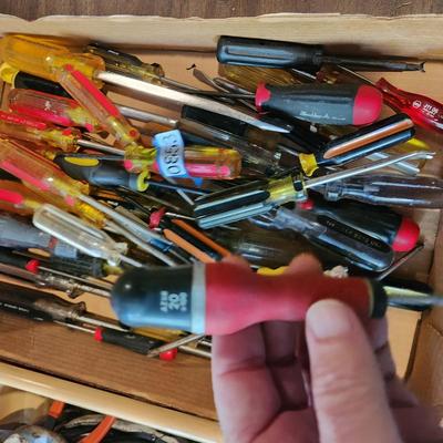 Box Lot of Screw Drivers Blackhawk Craftsman and Others