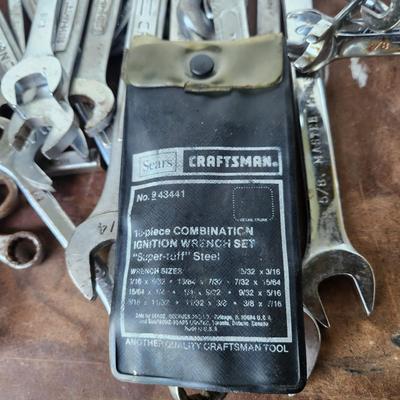 Large Lot of Wrenches Craftsman , Huskey, Craftsman Ignition set , and others