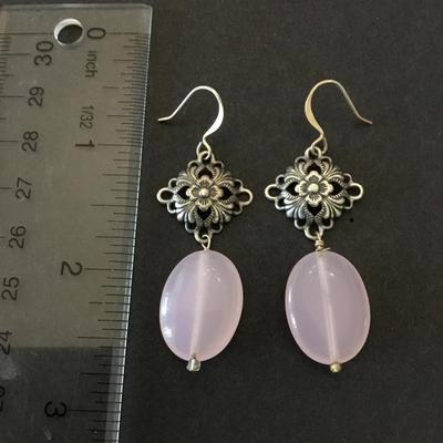 Vintage rosé quartz dangle earrings