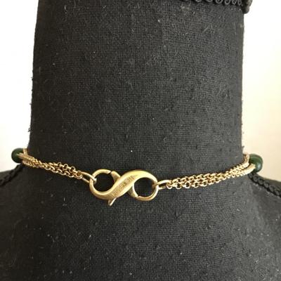 Beautiful Lia Sophia gold tone & dark green double strand necklace