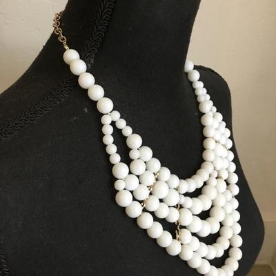 Beautiful white bead statement necklace very nice