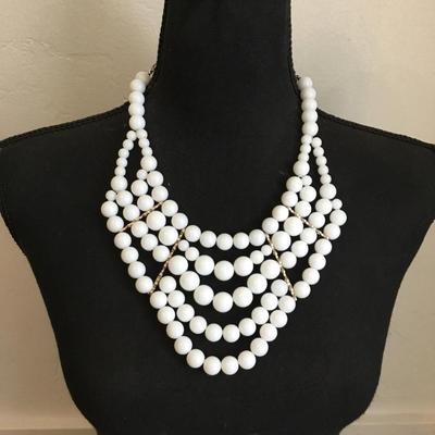 Beautiful white bead statement necklace very nice