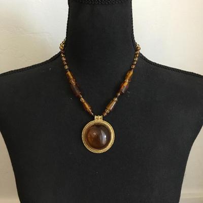 Beautiful vintage amber color statement necklace