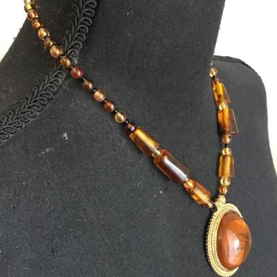 Beautiful vintage amber color statement necklace
