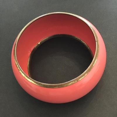 Pink coral bangle bracelet