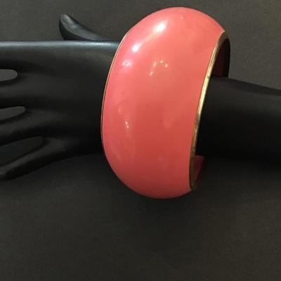 Pink coral bangle bracelet