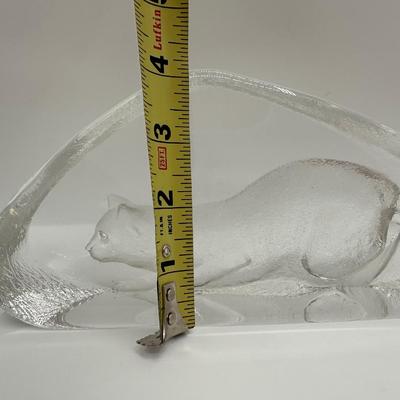Crystal Glass Cat Sculpture by Mats Jonasson, Sweden