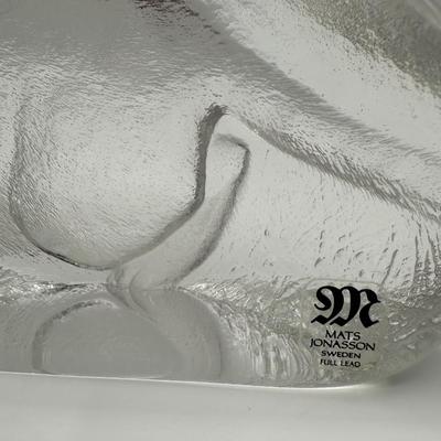 Crystal Glass Cat Sculpture by Mats Jonasson, Sweden