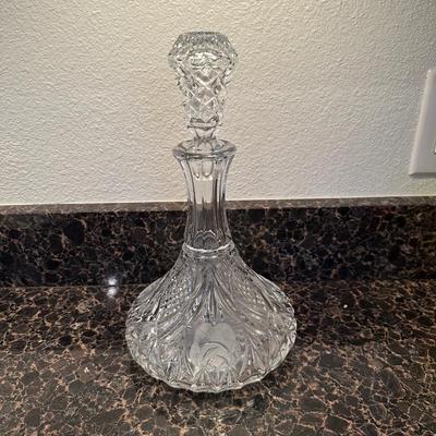 Vintage Rose Etched Crystal Decanter