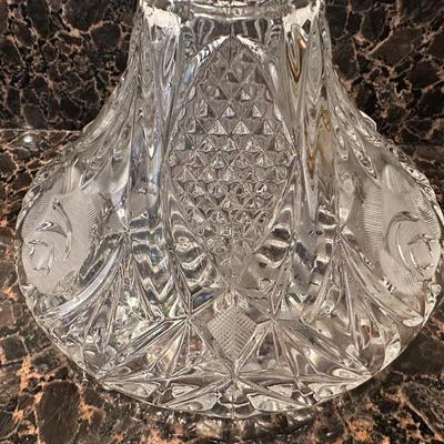 Vintage Rose Etched Crystal Decanter