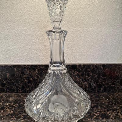 Vintage Rose Etched Crystal Decanter