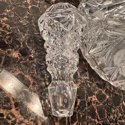 Vintage Rose Etched Crystal Decanter