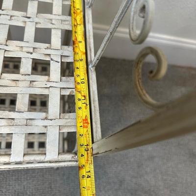 Distressed White Metal 4-Tier Bakers Rack with Decorative Scrollwork