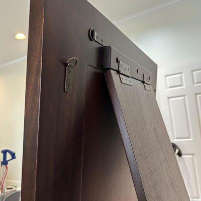 Dark Wood Framed Full-Length Mirror with Stand