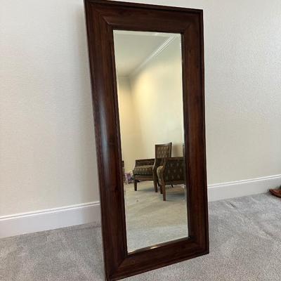 Dark Wood Framed Full-Length Mirror with Stand