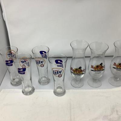 Sale Photo Thumbnail #146: You get Set of 4 Miller Lite Rusty Wallace glasses, Hardrock Glasses New York, Phoenix, Honolulu.