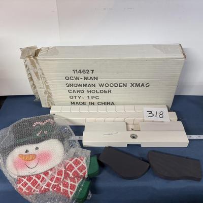 Snowman Wooden Xmas Card Holder