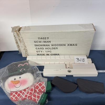 Snowman Wooden Xmas Card Holder