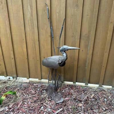 Handmade Metal Egret Yard Art (see details)