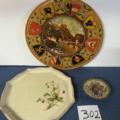Vintage Wooden Tray and Plates