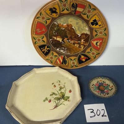 Vintage Wooden Tray and Plates