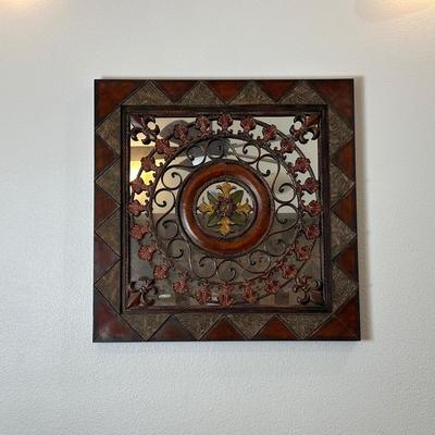Decorative Wall Mirror with Metal Scrollwork