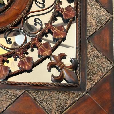 Decorative Wall Mirror with Metal Scrollwork