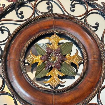 Decorative Wall Mirror with Metal Scrollwork