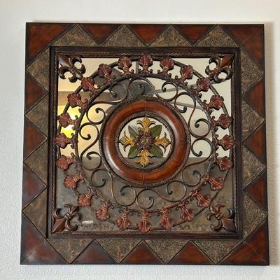 Decorative Wall Mirror with Metal Scrollwork