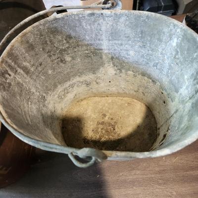 Lot of Metal Cans Vintage Gas Can , Bucket, Water Can with Rusted Bottom