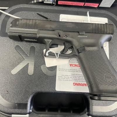 Sale Photo Thumbnail #153: MANUFACTURER: GLOCK
FAMILY: G17 Series
MODEL: G17 G5
TYPE: Semi-Auto Pistol
ITEM GROUP: Centerfire Polymer Pistols
ACTION: Safe Action
CALIBER/GAUGE: 9mm
FINISH: nDLC
FINISH TYPE: Black
FRAME: Polymer Frame
BARREL: 4.49"
OVERALL LENGTH: 7.95"
