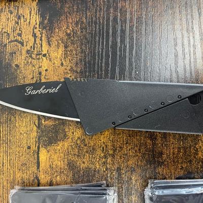 Sale Photo Thumbnail #170: The credit card folding knife is an innovative new idea that provides a light and ultra sharp knife in the shape and size of a credit card. The knife is attached to a hinge that swings out, and the "card" portion turns into the knife's handle. When folded