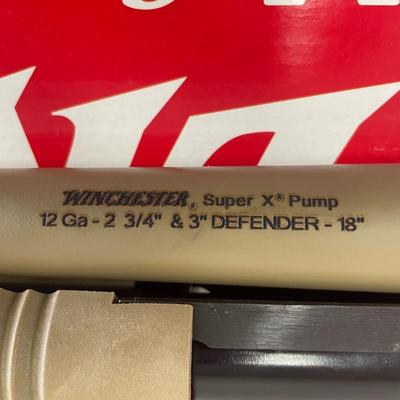 Sale Photo Thumbnail #201: MANUFACTURER: Winchester
FAMILY: Super X Pump
MODEL: SXP Defender
TYPE: Shotgun
ITEM GROUP: Tactical Pump Shotguns
ACTION: Pump Action
CALIBER/GAUGE: 12 Gauge
FINISH: Flat Dark Earth
FINISH TYPE: Applied Finish
STOCK: Synthetic Stock
STOCK/GRIPS