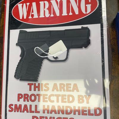 Sale Photo Thumbnail #249: Sign - Warning This Area Protected By Small Handheld Devices