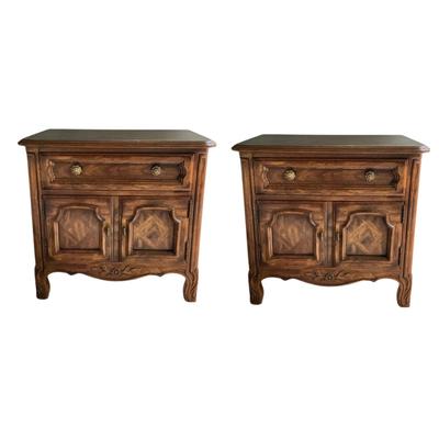 A790 Pair of Drexel Heritage Cabernet French Provincial Nightstands