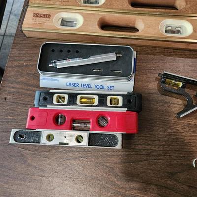 Tool Lot 2 Stanley Levels Pat. Pending 42-331 42-317, Laser Level Johnson Post level and others
