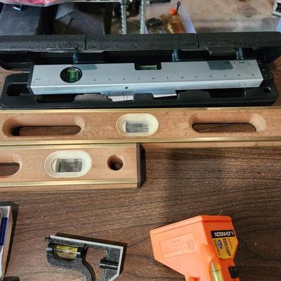 Tool Lot 2 Stanley Levels Pat. Pending 42-331 42-317, Laser Level Johnson Post level and others