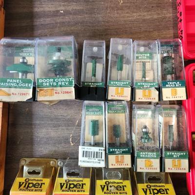 Large lot of Router Bits Woodcraft, Oldham Viper, Mastergrip, woodworking