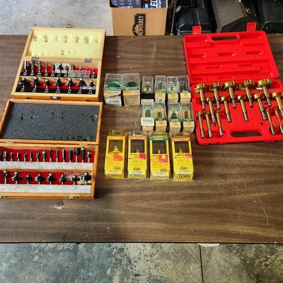 Large lot of Router Bits Woodcraft, Oldham Viper, Mastergrip, woodworking