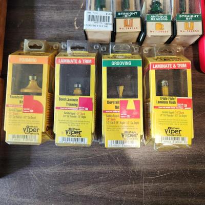 Large lot of Router Bits Woodcraft, Oldham Viper, Mastergrip, woodworking