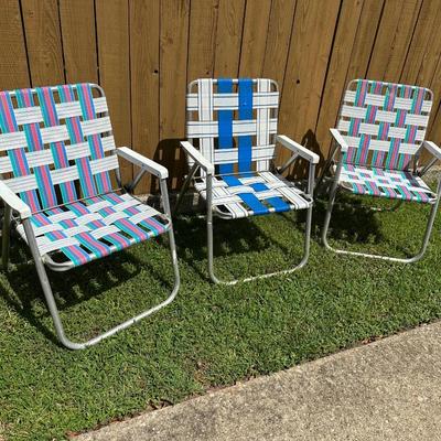 Set of 3 Vintage Aluminum Lawn Chairs
