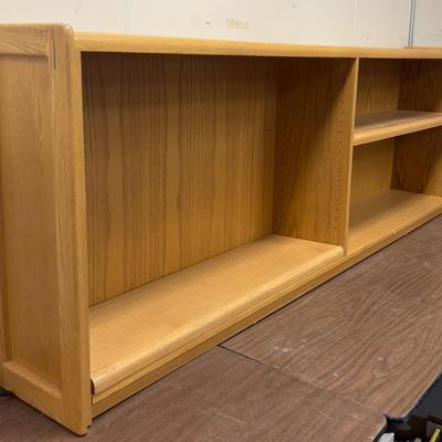 Sale Photo Thumbnail #617: Needs Pins for one of the Shelves. Has the Board that goes with it. Measures 81" Long 13" Deep and 30" Tall HEAVY!!!!! Must pick on on TUESDAY AFTERNOON! Sorry! It is SOLID OAK 