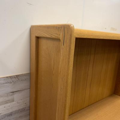 Sale Photo Thumbnail #618: Needs Pins for one of the Shelves. Has the Board that goes with it. Measures 81" Long 13" Deep and 30" Tall HEAVY!!!!! Must pick on on TUESDAY AFTERNOON! Sorry! It is SOLID OAK 