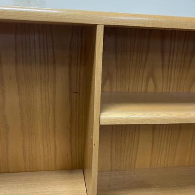 Sale Photo Thumbnail #619: Needs Pins for one of the Shelves. Has the Board that goes with it. Measures 81" Long 13" Deep and 30" Tall HEAVY!!!!! Must pick on on TUESDAY AFTERNOON! Sorry! It is SOLID OAK 