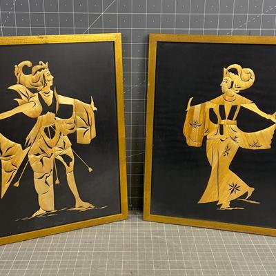 Sale Photo Thumbnail #936: Black and Gold. Good Condition 12 x 14"  Glass and Frame. 