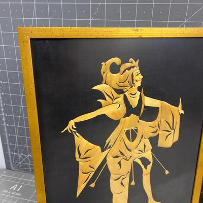 Sale Photo Thumbnail #938: Black and Gold. Good Condition 12 x 14"  Glass and Frame. 