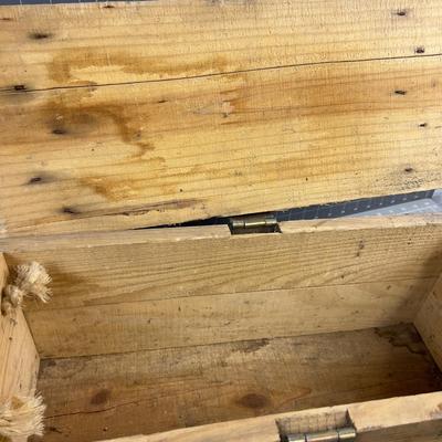 Sale Photo Thumbnail #1472: Usable. Wood with Rope Handles. 21 x 9 x 10" 